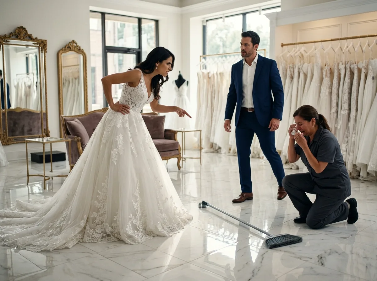 El vestido de cristal y la escoba de oro: La novia arrogante, la conserje humillada y la boda que nunca se celebró